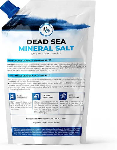 Miniatura 2 de Sales del Mar Muerto para remojar, sal mineral para baño, spa, ducha: más minerales que la sal de Epsom, sal de baño pura y natural para remojo
