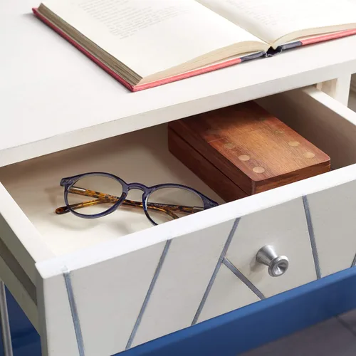 Miniatura 7 de SAFAVIEH Home Office Collection Caléndula Blanco Lavado y Plata 1 cajón Horquilla Escritorio