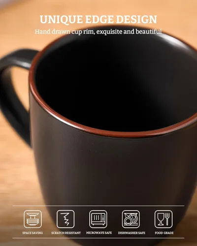 Miniatura 6 de famiware Mercury - Tazas de café de 13 onzas, juego de 4 tazas de café con asa, tazas para café con leche, té caliente, capuchino, moca, cacao, negro