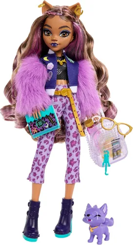 Miniatura 10 de Muñeca de Monster High Spectra Vondergeist con hurón mascota Rhuen y accesorios como mochila, tableta, bocadillos y más