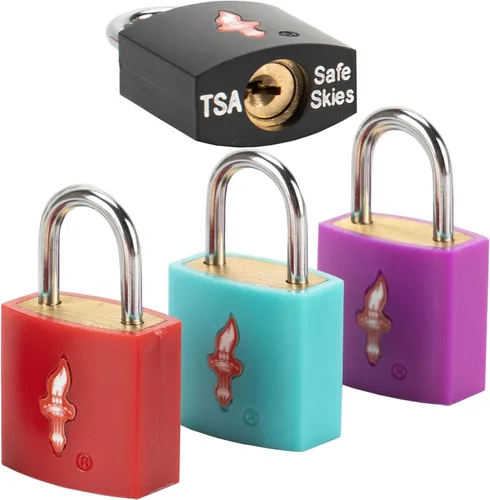Paquete de 4 cerraduras de equipaje cuadradas de neón aprobadas por la TSA con llave para maleta, mochila para portátil, accesorios de viaje