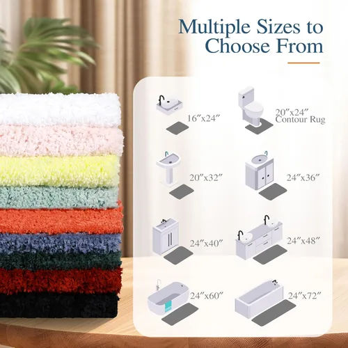 Miniatura 7 de Walensee Alfombra de baño antideslizante (16 x 24 pulgadas, color rubor) absorbente de agua, microfibra suave, lavable a máquina, alfombra de baño