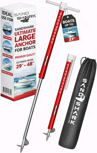 Miniatura 11 de Ancla SandShark - Ancla de tornillo premium para barco, ancla para barco de pontón, poste de ancla para agua poco profunda de acero inoxidable
