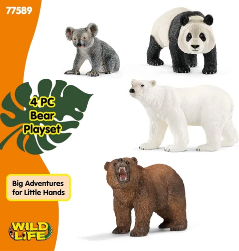 Miniatura 4 de Schleich Wild Life - Juego de 4 figuras de oso - Figura realista de panda, koala, grizzly y oso polar para niños y niños pequeños - Juguetes