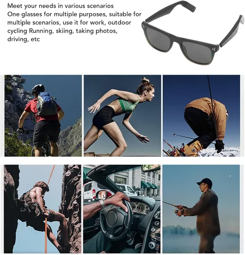 Miniatura 6 de Tnfeeon Lentes de sol inteligentes, lentes de reproducción de música AI con traducción de 144 idiomas, cámara de control táctil para hombres