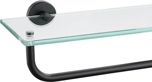 Miniatura 14 de JQK Estantería de baño de vidrio bronce, estante con toallero de 15 pulgadas de vidrio templado, almacenamiento para ducha de 16 por 5 pulgadas