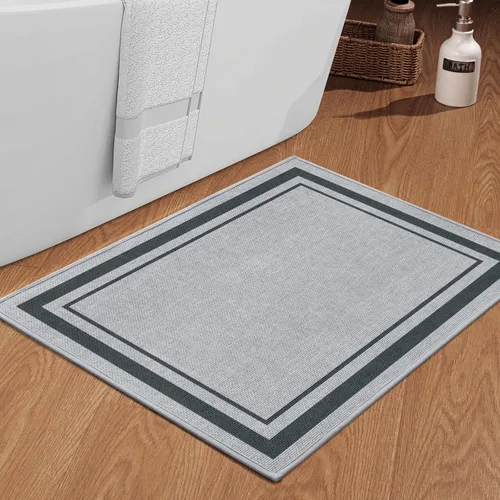 Miniatura 76 de chakme Juego de 2 alfombras de baño ultrafinas, absorbentes, antideslizantes, lavables a máquina, color beige oscuro, 17 x 24 pulgadas + tapete