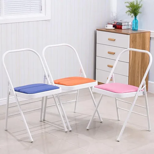 Miniatura 2 de Folding Chairs Muebles plegable respaldo silla cómodo simple acolchado marco de metal ahorro de espacio de almacenamiento