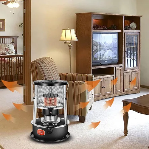 Miniatura 2 de Estufa de queroseno de altura ajustable, calentador de interior no eléctrico con chimenea de vidrio, calentadores de estufa de queroseno portátiles