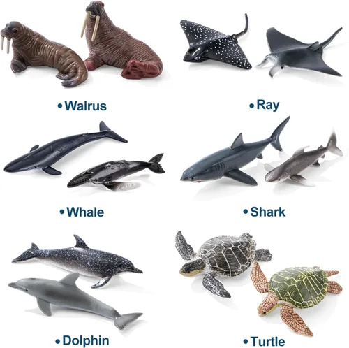 Miniatura 7 de 36 piezas de juguetes de animales marinos con tiburón, ballena, pulpo y otras figuras de animales del océano, juguetes para niños, adornos