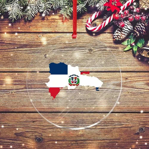 Adorno de Navidad acrílico con forma de mapa de país, bandera nacional, recuerdo de acrílico impreso en dos caras, círculo de 3 pulgadas, recuerdo