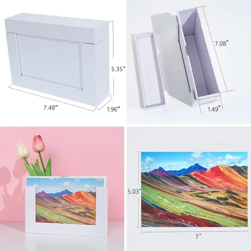 Miniatura 6 de Caja de almacenamiento de 5 x 7, cajas de cartón para fotos de familias pequeñas y parejas, cajas de regalo, color blanco plateado