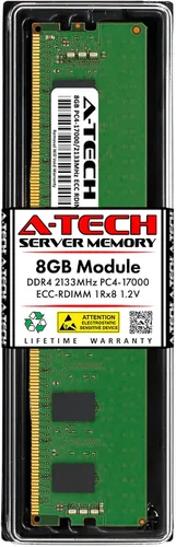 Miniatura 108 de A-Tech 4GB DDR4 2133MHz PC4-17000 ECC RDIMM 1Rx8 Single Rank 1.2V ECC Registered DIMM de 288 pines Módulo de actualización de memoria RAM