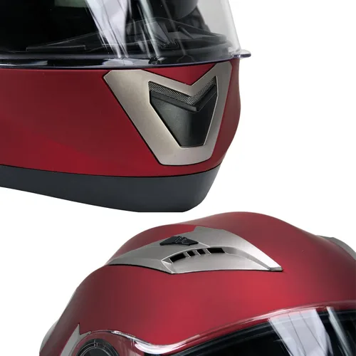 Miniatura 8 de Milwaukee Helmets MPH9826DOT - Casco modular de motocicleta 'ionizado' rojo plano avanzado con visera desplegable