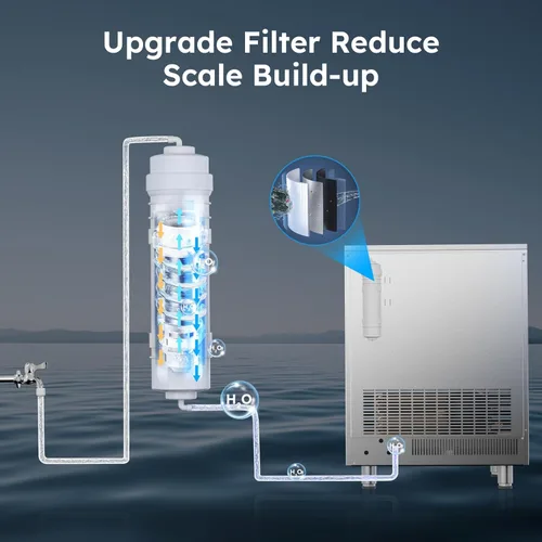 Miniatura 5 de Máquina comercial para hacer hielo de 450 libras/24 horas, máquina de hielo debajo del mostrador, compresor mejorado de 120 libras, contenedor