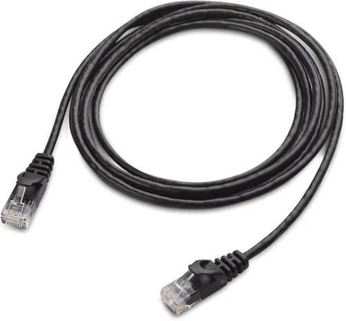 Miniatura 2 de Cable Matters Paquete de 5 cables Ethernet ultrafinos Cat6 de 10 Gbps corto sin enganches de 7 pies (cable Cat6 delgado) en negro