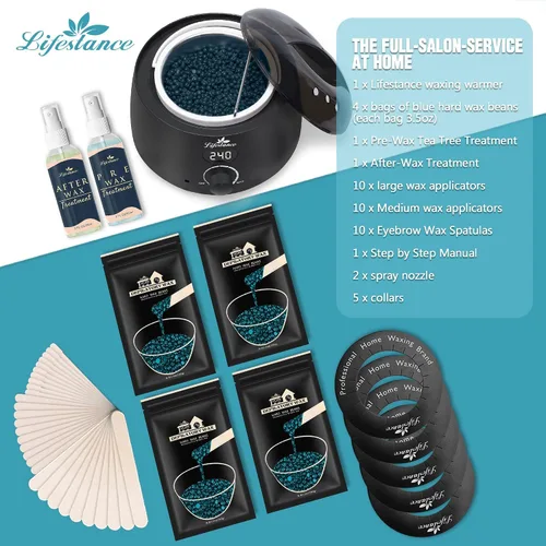 Miniatura 3 de Lifestance Kit de depilación para mujeres y hombres - Calentador digital L3 Amethyst Trace, forro de silicona para recipiente de cera, depilación