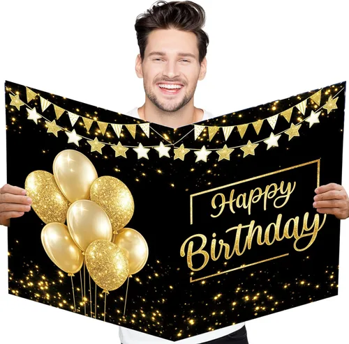 Tarjeta de cumpleaños jumbo con sobre, tarjeta de felicitación gigante de 22 x 14 pulgadas para mujeres y hombres, jefes de feliz cumpleaños, libro