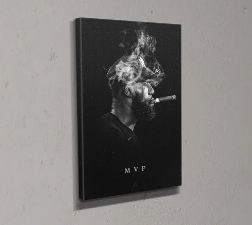 Miniatura 3 de FENIN Póster de LeBron James fumando un cigarro de Los Angeles Lakers, pintura de baloncesto, hechos a mano, lienzo, arte de pared para niños