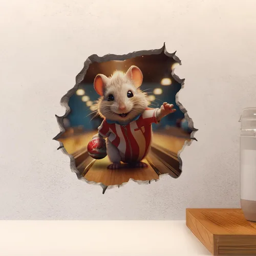Miniatura 4 de Calcomanía de pared 3D con agujero de ratón con agujero de ratón