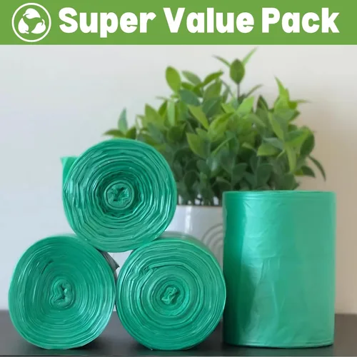 Miniatura 5 de Bolsas de basura pequeñas biodegradables de 1.2 galones (440 quilates) de 5 litros, ecológicas, color verde, mini bolsas de basura de 1 galón