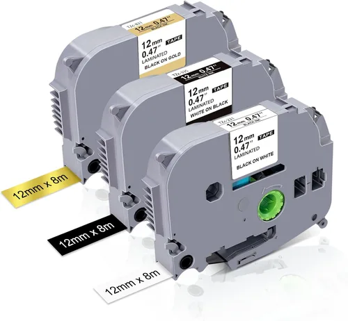 Miniatura 18 de Paquete de 3 cintas TZ de 0.47 pulgadas de repuesto para Brother TZe-131 TZ-131 P Touch cinta de etiquetas de 0.47 pulgadas laminada negra sobre