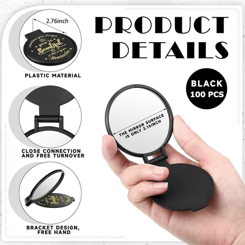 Miniatura 2 de 100 piezas de espejo compacto inspirador de 2.76 pulgadas a granel para mujeres, pequeños regalos de graduación, día de la madre, fiesta, bolso