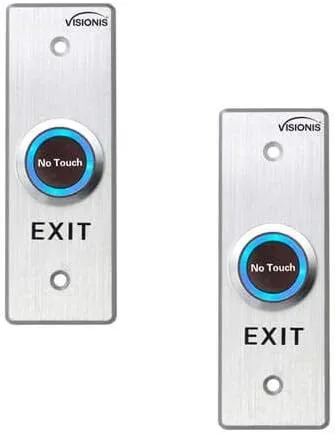 Visionis Paquete de 2 unidades FPC-7561 VIS-7028 de acero inoxidable para interiores sin contacto infrarrojos botón de solicitud de salida con