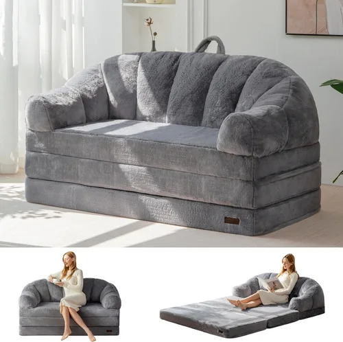 Miniatura 18 de MAXYOYO Sofá Cama Plegable, Sofá Convertible 2 en 1 a Sillón Reclinable, Cómoda Silla Puf Individual para Adultos, Sofá Cama Reclinable de Piso