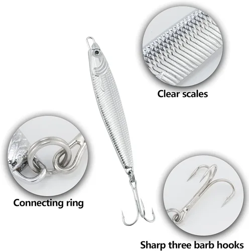 Miniatura 4 de Dr.Fish Anzuelos de Jigging Cuchara de Jigging para Pesca en Agua Salada Señuelos de Casting Cuchara de Metal para Pesca en Surf Señuelos