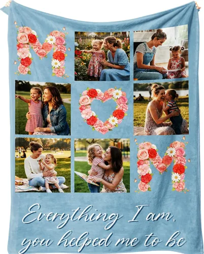 Miniatura 36 de D-Story Manta personalizada con foto, entrega al día siguiente, hecha en EUA, Manta de collage personalizada, haz una manta personalizada