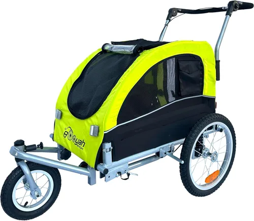 Miniatura 7 de Booyah - Cochecito de perro mediano y remolque de bicicleta para mascotas con suspensión, color negro