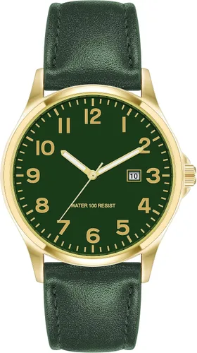 Miniatura 6 de Amazon Essentials Reloj Analógico de Banda de Cuero de 42mm Fácil de Leer para Hombres Negro/Plata