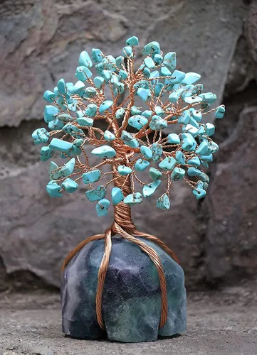 Miniatura 46 de Crocon Árbol de la vida de cristal de cuarzo transparente, chakra para energía positiva, decoración de Feng Shui, árbol bonsái de dinero con piedras