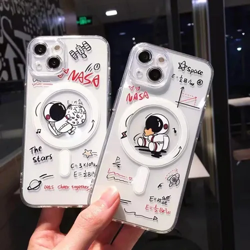Miniatura 5 de Roemary Funda Astronautas Lunares para iPhone 13 con Diseño MagSafe, Funda Transparente de TPU con Carga Inalámbrica Magnética para iPhone 13 6.1