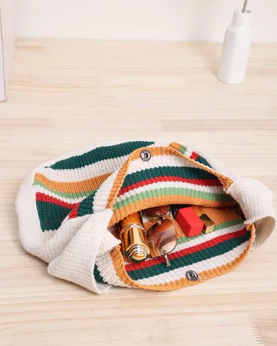 Miniatura 43 de ENBEI Bolsos de hombro para mujer Bolsos de ganchillo Bolso de punto grande Bolso de mano estético para la escuela lindo Bolsas de mano Bolsa