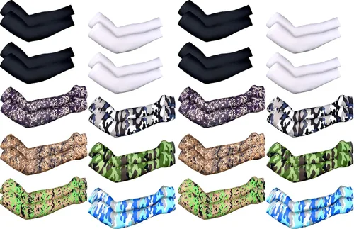 Miniatura 8 de SATINIOR 10 pares de mangas de brazo con protección solar UV mangas de camuflaje refrescante antideslizante tatuaje cubierta manga con agujeros