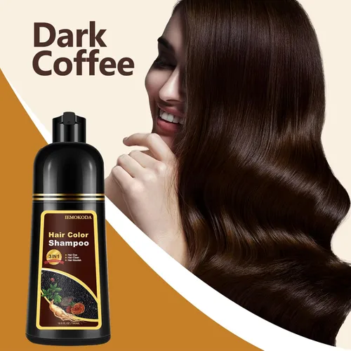 Miniatura 2 de Fedulili - Champú con color café oscuro instantáneo para canas, tinte para el cabello 3 en 1, champú con color natural para mujeres y hombres
