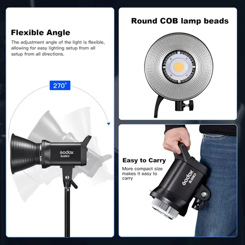 Miniatura 6 de Godox Luz de video LED SL60IIID, 60Ws versión blanca 5600K Iluminación de salida convincente con montaje Bowens, CRI 96+TLCI97+para grabación