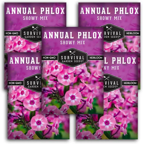 Miniatura 11 de Survival Garden Seeds - Showy Mix anual Phlox Seed para plantar - Paquete con instrucciones para plantar y cultivar hermosas flores silvestres