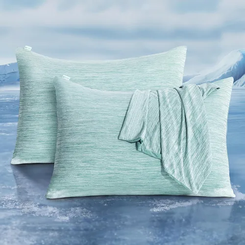 Miniatura 20 de LUXEAR Fundas de almohada refrescantes tamaño King, paquete de 2 fundas de almohada Arc-Chill Cool con diseño de doble cara [Refrescante y algodón]
