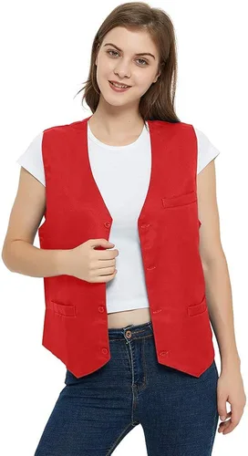 Miniatura 2 de TOPTIE Chaleco unisex con botones para uniforme de trabajo