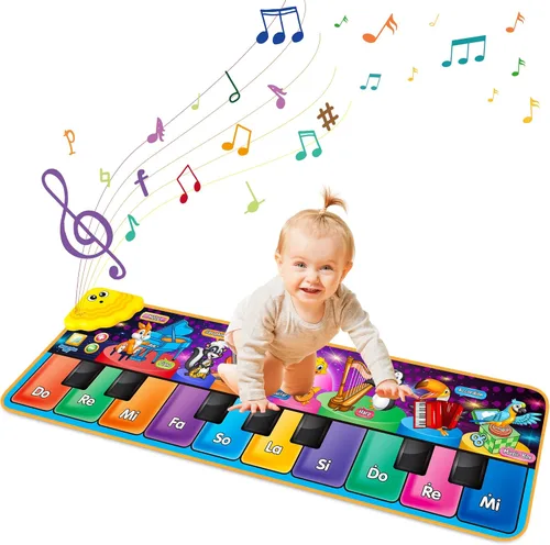 Miniatura 8 de Alfombrillas de Piano Musical para Niños con 25 Sonidos Musicales, Juguetes Musicales Alfombra de Teclado de Piano para Bebés Manta de Animales