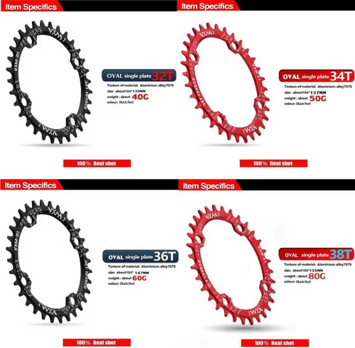 Miniatura 4 de YBEKI Plato de grado profesional 104BCD (30-52T) CNC 7075-T6 Aluminio Narrow-Wide MTB/Carretera Redondo Ovalado Corona de Bicicleta Compatible