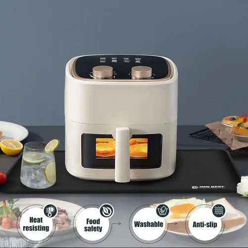 Miniatura 2 de Tapete resistente al calor para sitio de freidora de aire, tapete de silicona ignífugo para encimera de cocina, antideslizante e impermeable