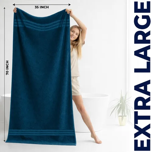 Miniatura 3 de DAN RIVER Paquete de 2 sábanas de baño de lujo 35x70, 600 GSM, toallas suaves y de secado rápido 100% algodón hilado en anillo ideal para hoteles