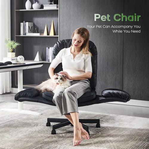 Miniatura 5 de amseatec Silla Criss Cross con reposabrazos y ruedas para sentarse con las piernas cruzadas, cómoda silla de escritorio giratoria ajustable