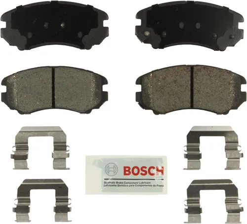BOSCH BE924H - Juego de pastillas de freno de disco de cerámica azul con herrajes - Compatible con selectos Hyundai Azera, Elantra, Sonata, Tiburon,