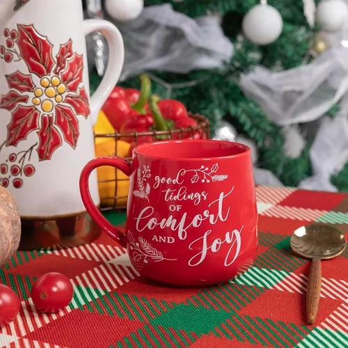 Miniatura 2 de Juego de tazas de café navideñas de cerámica LEHAHA, juego de 6 tazas de 16 onzas para las fiestas, tazas de café para festivales con saludos