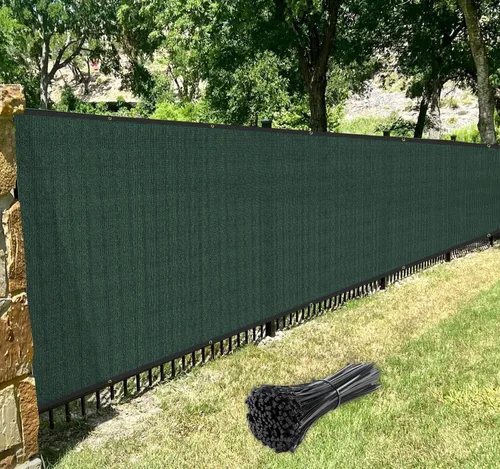 Miniatura 8 de Windscreen4less Pantalla de valla de privacidad resistente para valla de viento, malla de malla con ranuras de latón para pared al aire libre, Verde